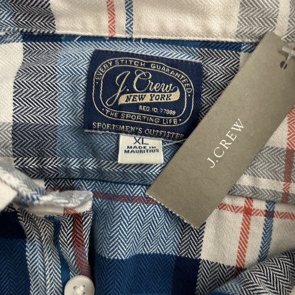 J Crew Fit Half Button Up Plaid Flannel Men's X Large NWT - Picture 2 of 4